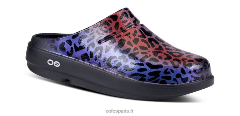 léopard arc-en-ciel OOFOS sabot femme oocloog édition limitée 0RRFT98