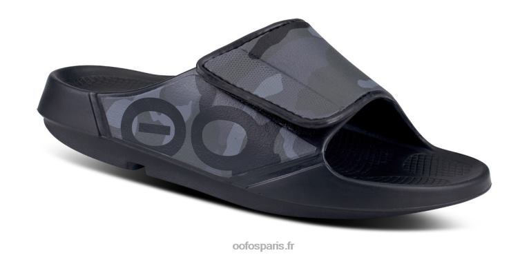 camouflage noir OOFOS sandale ooahh sport flex pour hommes 0RRFT116